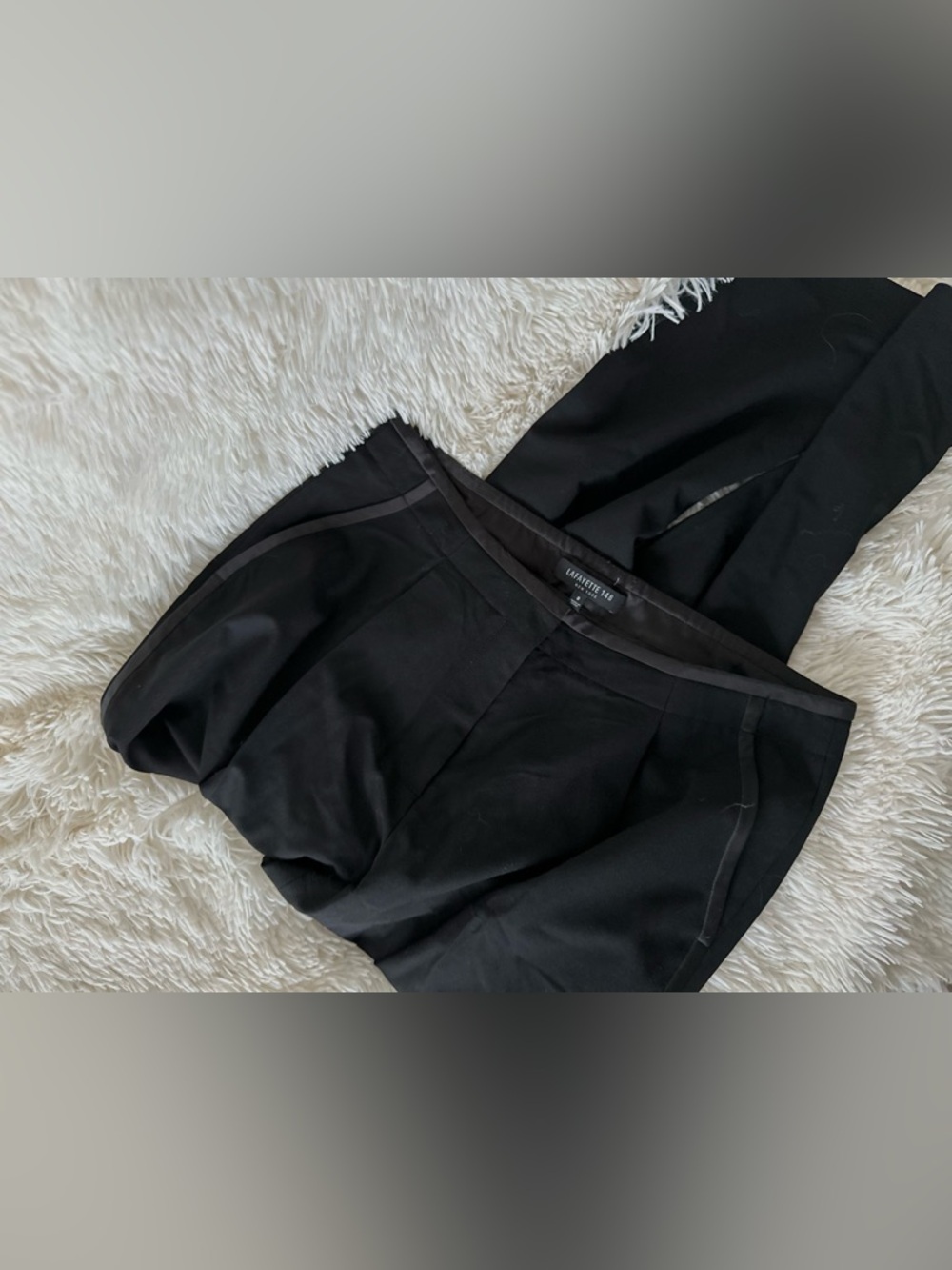 Lafayette 148 New York Black Tuxedo Trousers with Subtle Satin Trimming